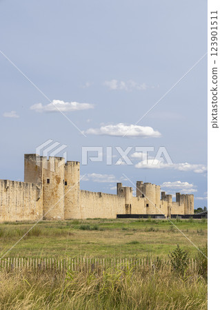 Aigues-Mortes walls and fortifications, Departement Gard, Occitanie, France 123901511