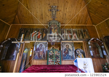 Interior of Greek Catholic Church, Olchowiec, Magurski Park Narodowy, Lesser Poland Voivodeship, Poland 123901524
