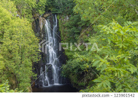 Waterfall Cascade du Sartre near Cheylade, region Auvergne, Cantal, France Waterfall Cascade du Sartre near Cheylade, region Auvergne, Cantal, France 123901542