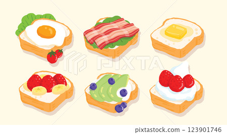 Vector Illustration of Delicious Breakfast Food Set 123901746
