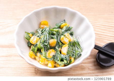 Shungiku with mayonnaise Shungiku with mayonnaise 123901789