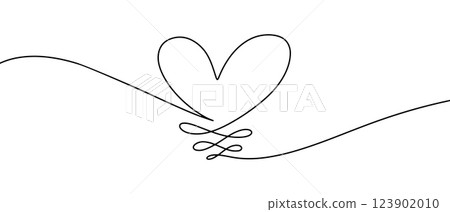 Doodle sketch style of Hand drawn Hearts Continuous One Line Drawing vector illustration for concept design. 123902010