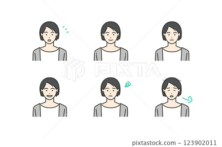 A simple avatar illustration set of expressive young women (colorful) A simple avatar illustration set of expressive young women (colorful) 123902011