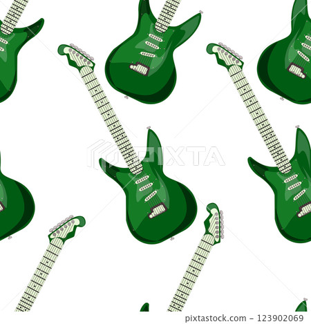 Seamless pattern green electric guitars Seamless pattern green electric guitars 123902069