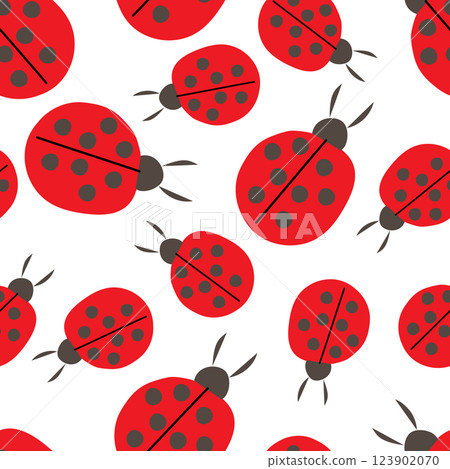 Seamless pattern insects ladybugs on white Seamless pattern insects ladybugs on white 123902070