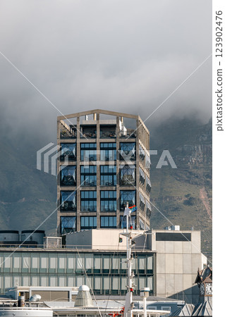 Contemporary, industrial style building 123902476