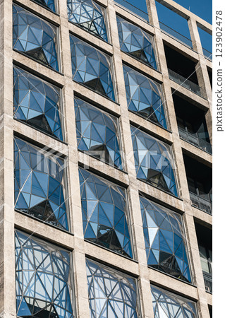 industrial style building, windows close-up shot 123902478