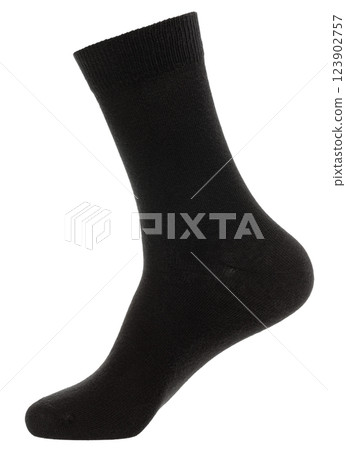 Single black crew sock on mannequin isolated on white Single black crew sock on mannequin isolated on white 123902757