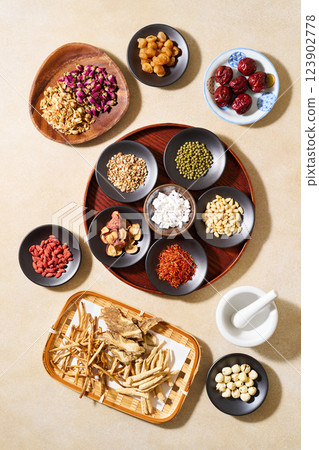 Various herbal medicine ingredients 123902778