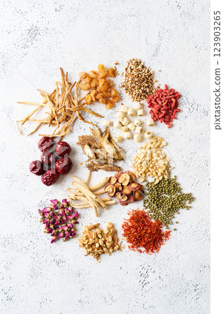 Various Chinese herbal medicine ingredients Various Chinese herbal medicine ingredients 123903265