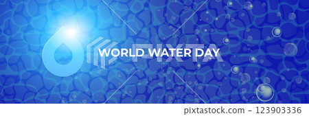 world water day wide banner with deep ocean water background world water day wide banner with deep ocean water background 123903336