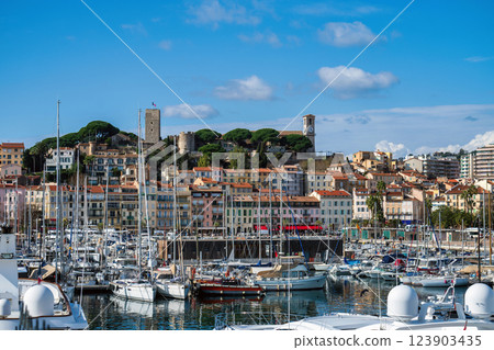 Castre Castle Souquet and Old port in Cannes, France 123903435