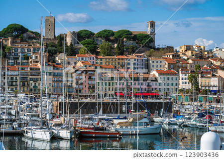 Castre Castle Souquet and Old port in Cannes, France 123903436