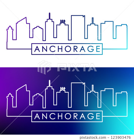 Anchorage skyline. Colorful linear style.  123903476