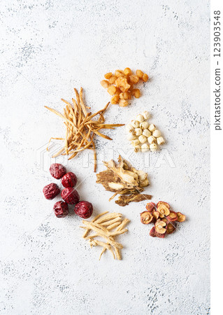 Various Chinese herbal medicine ingredients 123903548
