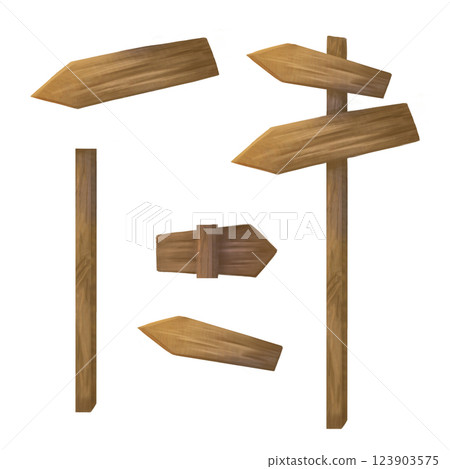 An index post made of wood with directional arrows. A billboard for announcements, addresses, and directions. Signage for campgrounds, nature parks, forests, and hiking trails. Isolated illustration An index post made of wood with directional arrows. A billboard for announcements, addresses, and directions. Signage for campgrounds, nature parks, forests, and hiking trails. Isolated illustration 123903575