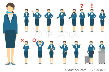 平面插圖：客艙空服員正面 123903693