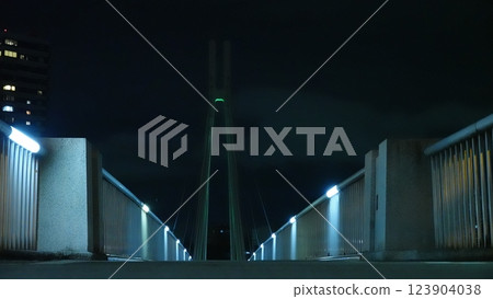 illuminated bridge at night 123904038