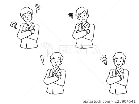 Simple line drawing businessman set 123904541