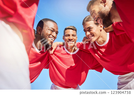 Sports, huddle and team with motivation, support and solidarity during a game. Happy, excited and athlete group with smile for partnership in sport, community and discussion at a professional event Sports, huddle and team with motivation, support and solidarity during a game. Happy, excited and athlete group with smile for partnership in sport, community and discussion at a professional event 123904738