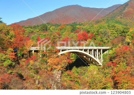 【宮城縣】晴天的鳴子峽紅葉 【宮城縣】晴天的鳴子峽紅葉 123904803