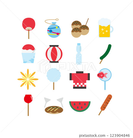 節日圖示集：日本夏季節日的向量插圖 123904846