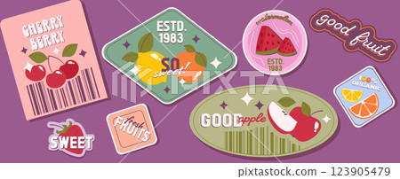 Retro fruit sticker pack Retro fruit sticker pack 123905479