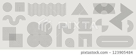 Mid century modern geometric elements set 123905484