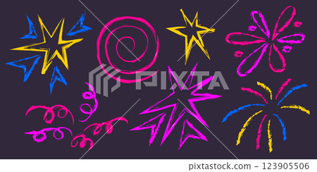 Neon firework crayon doodles 123905506
