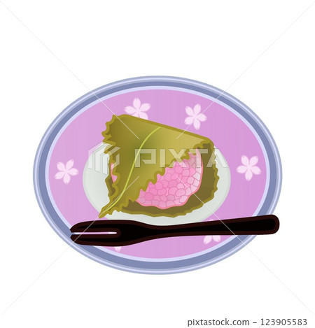 小盤子裡的櫻花麻糬插圖 小盤子裡的櫻花麻糬插圖 123905583