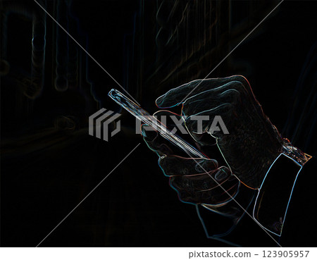 Men's hands on smartphone Men's hands on smartphone 123905957