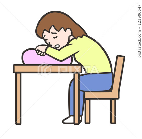 Orthopnea, woman sitting on chair leaning against cushion 123906647