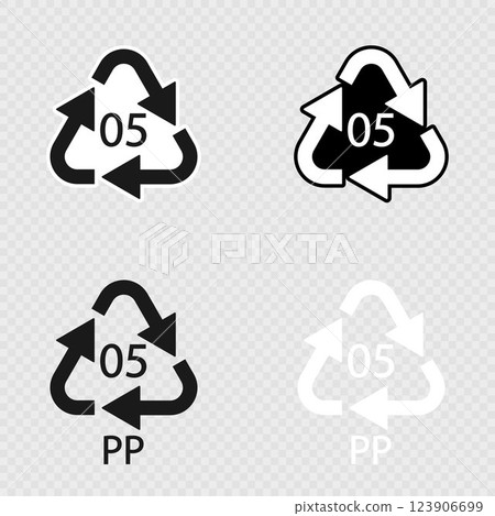 Plastic recycle symbol set PP 05 icon. Plastic recycle symbol set PP 05 icon. 123906699