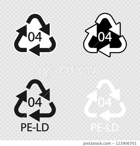 PE LD 04 Recycling Code Symbol set. PE LD 04 Recycling Code Symbol set. 123906701