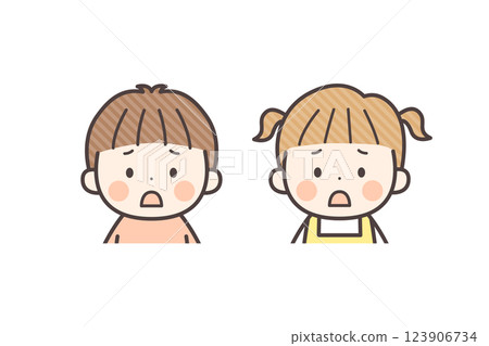 Full-body illustration of a boy and girl with a troubled face Full-body illustration of a boy and girl with a troubled face 123906734