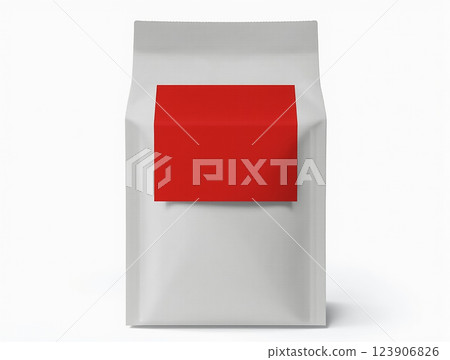 Bold white packaging with a striking red accent highlights a modern product design suitable for various retail displays Bold white packaging with a striking red accent highlights a modern product design suitable for various retail displays 123906826