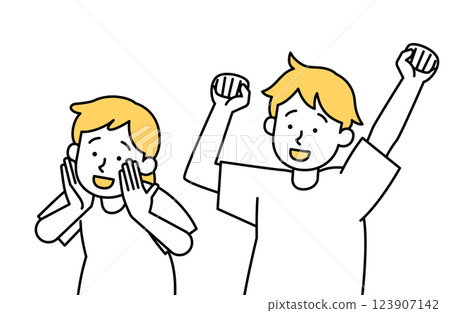 Vector illustration of men and women cheering Cheering Spectators Sports Athletic meet 123907142