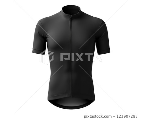 Black cycling jersey designed for performance and comfort during summer rides in urban or mountain settings 123907285