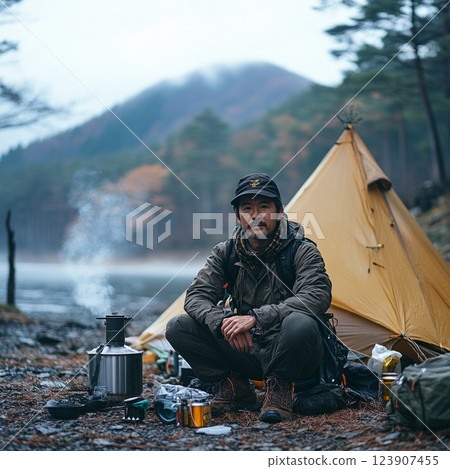 Relaxing camping life in the midst of nature 123907455
