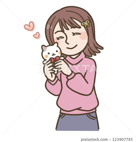 Illustration of a girl making stuffed toys Illustration of a girl making stuffed toys 123907785