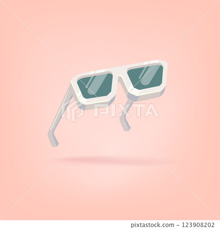 Stylish White Sunglasses Flat Lay Vector Illustration on Peach Background, Perfect for Summer Fashion and Accessory Designs, Ideal for Social Media and Marketing 123908202