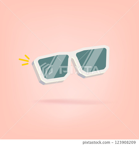 Stylish White Sunglasses Flat Lay Vector Illustration on Peach Background, Perfect for Summer Fashion and Accessory Designs, Ideal for Social Media and Marketing Stylish White Sunglasses Flat Lay Vector Illustration on Peach Background, Perfect for Summer Fashion and Accessory Designs, Ideal for Social Media and Marketing 123908209