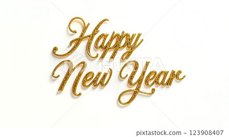 Celebrate the arrival of a joyful new year with sparkling golden decorations and warm wishes for happiness and prosperity Celebrate the arrival of a joyful new year with sparkling golden decorations and warm wishes for happiness and prosperity 123908407