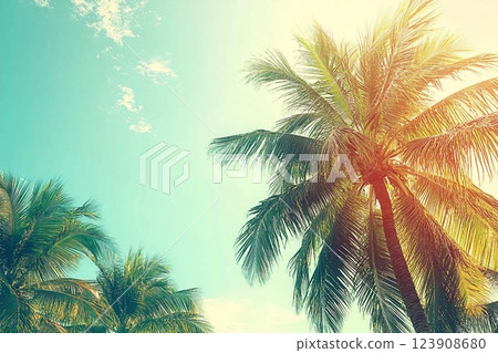 coconut palm tree in vintage style 123908680