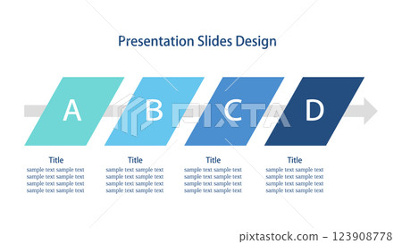 4 element infographics showing flow 16:9 presentation slides vector template 123908778