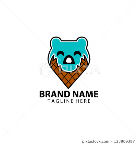 ice cream fox logo design vector 123909397