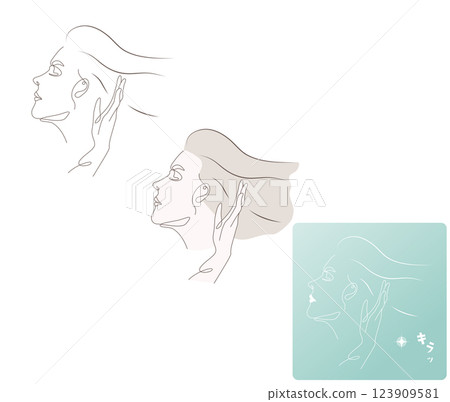 Line art of beautiful hair blowing in the wind Line art of beautiful hair blowing in the wind 123909581