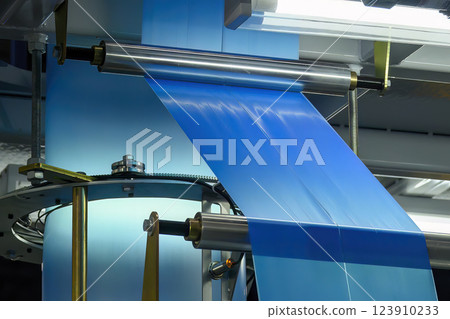 The mass production of plastic bags. 123910233