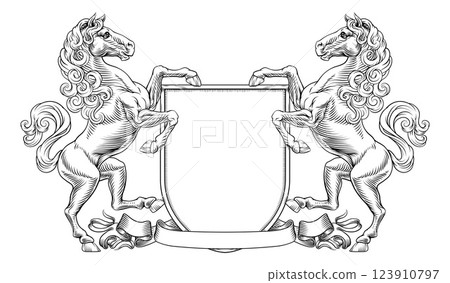 Heraldry Crest Horse Coat Of Arms Heraldic Shield 123910797