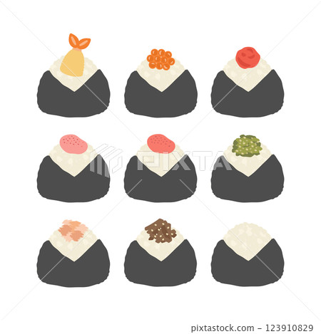 Onigiri types illustration set 123910829